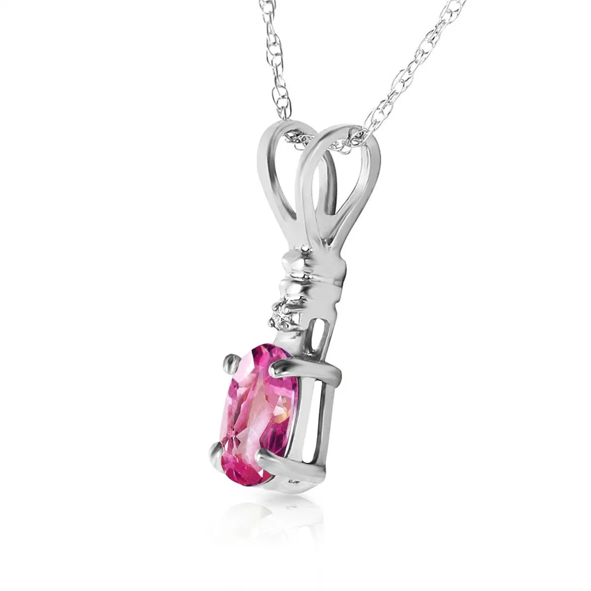 0.46 Carat 14K Solid White Gold Play The Part Pink Topaz Diamond Necklace