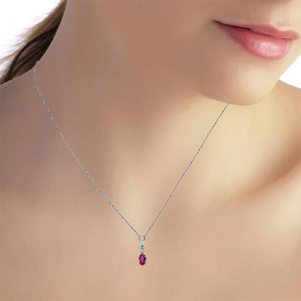 0.46 Carat 14K Solid White Gold Play The Part Pink Topaz Diamond Necklace