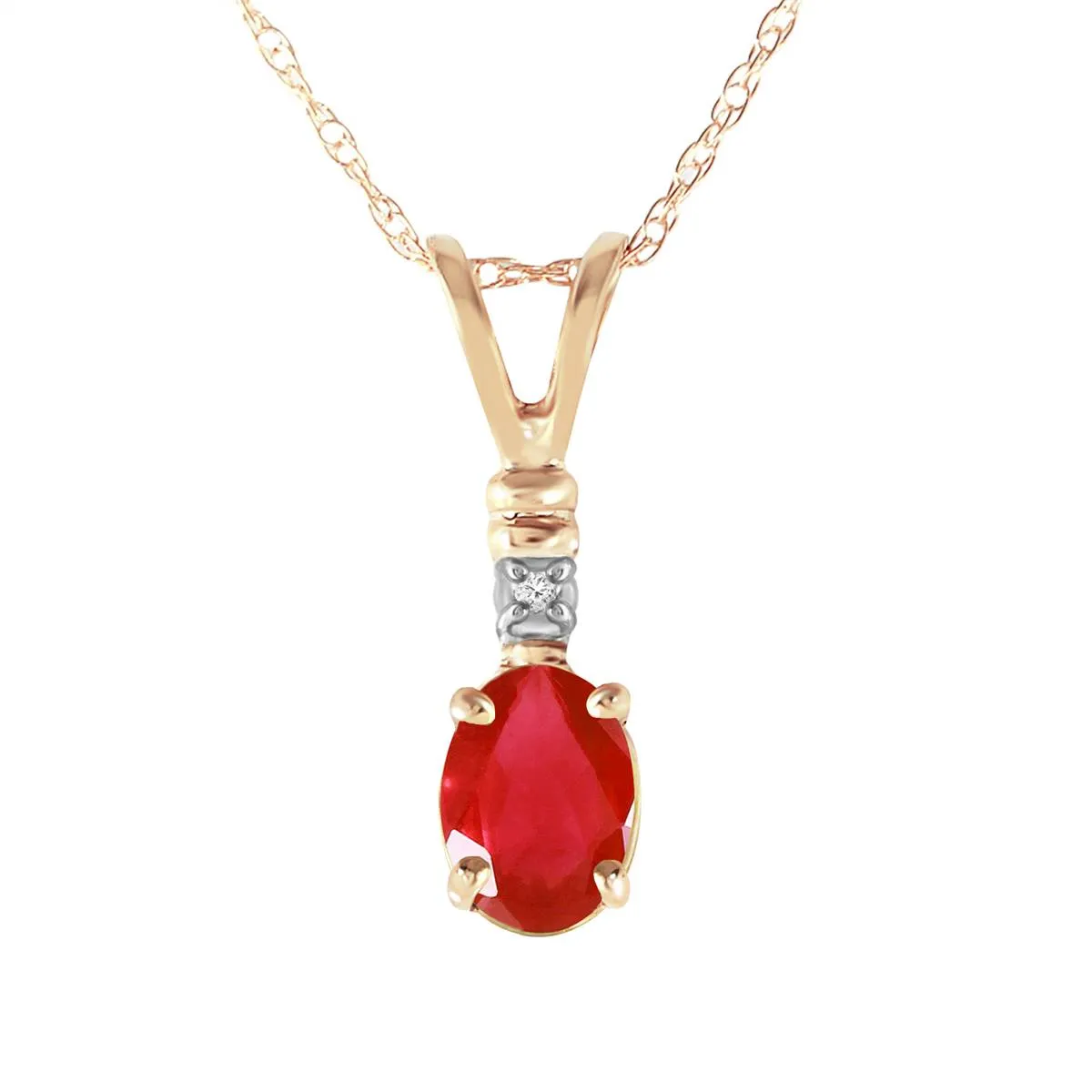 0.46 Carat 14K Solid Yellow Gold Earthly Goods Ruby Diamond Necklace