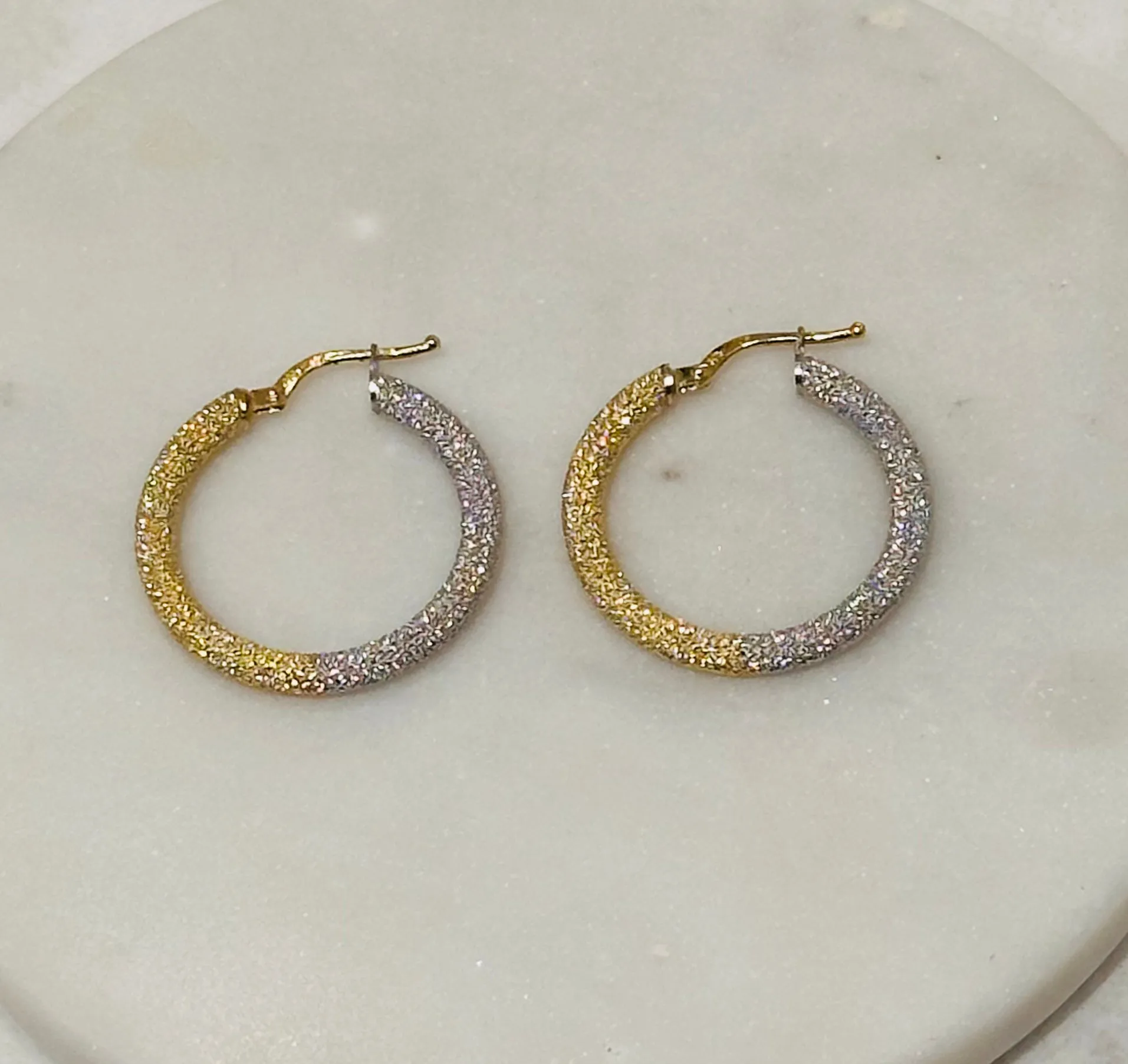 10kt gold medium Shimmer Hoops