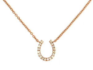 14K Rose Gold Diamond Horseshoe Necklace