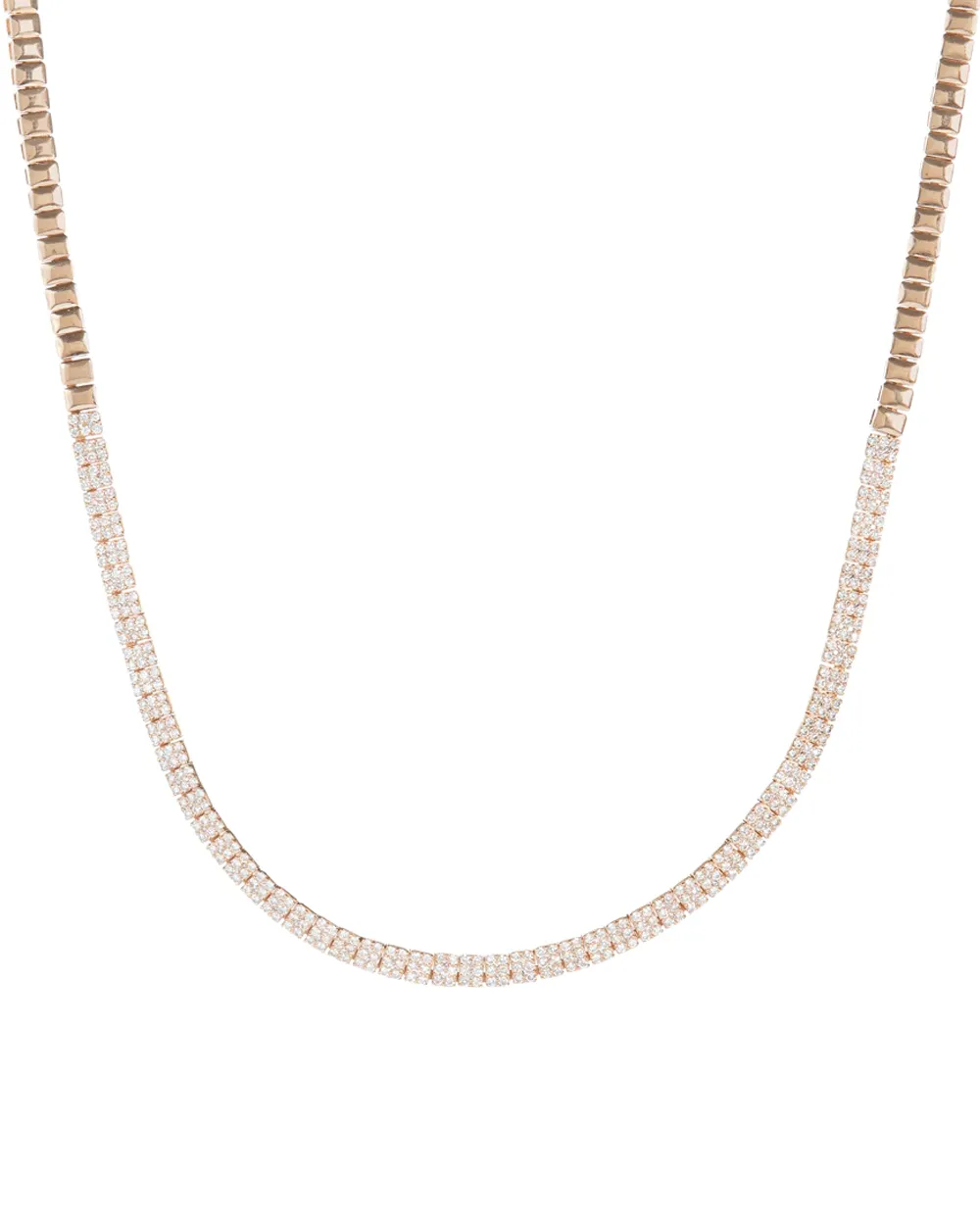 14k Rose Gold Diamond Nuggets Bar Necklace