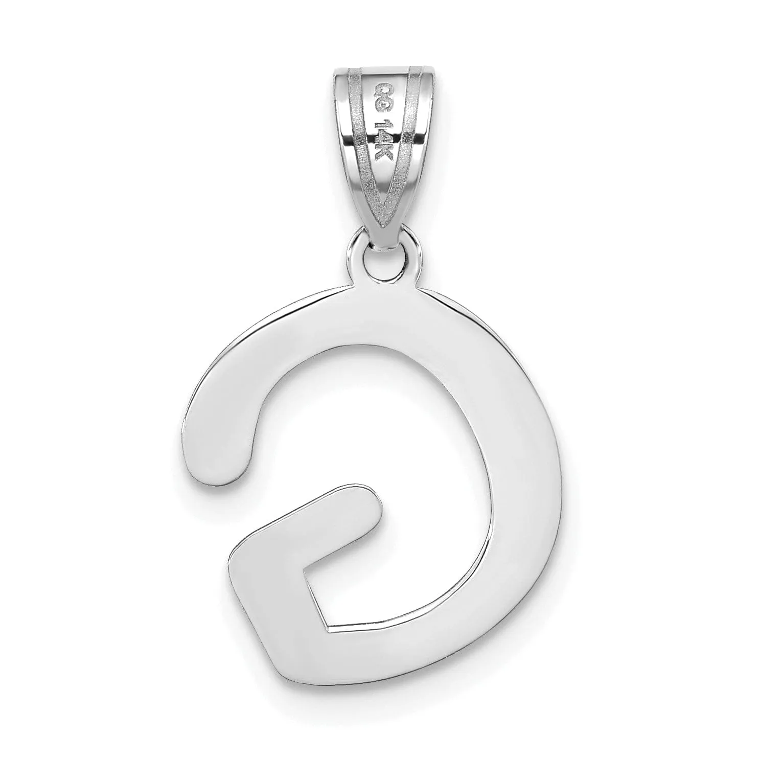 14k White Gold Slanted Design Bubble Letter G Initial Charm Pendant