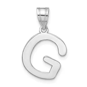 14k White Gold Slanted Design Bubble Letter G Initial Charm Pendant