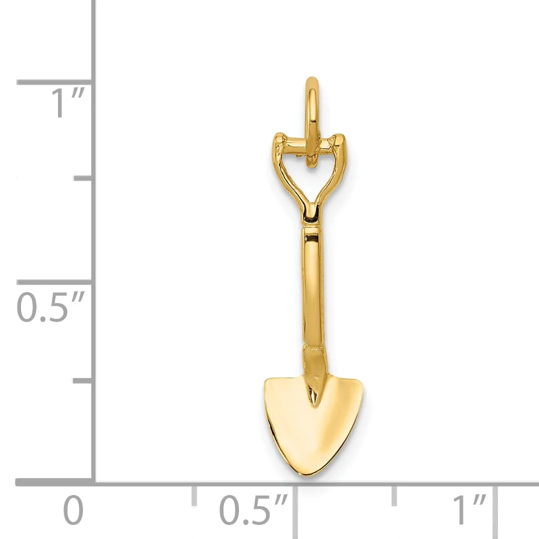 14k Yellow Gold 3-Dimensional Shovel Pendant