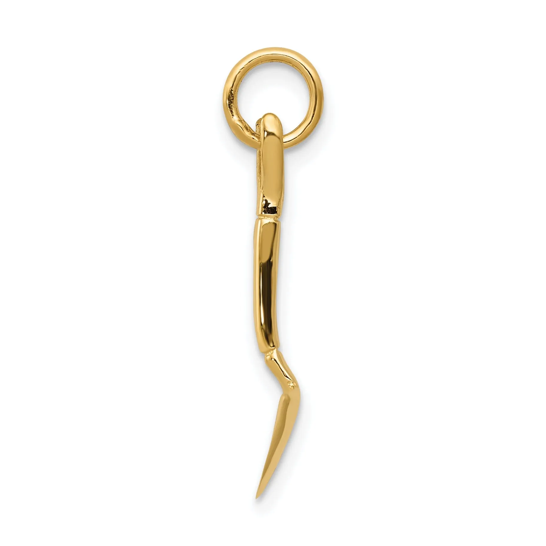 14k Yellow Gold 3-Dimensional Shovel Pendant