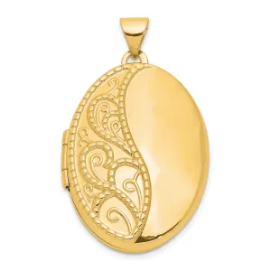 14k Yellow Gold Oval 1/2 Hand Engraved Locket