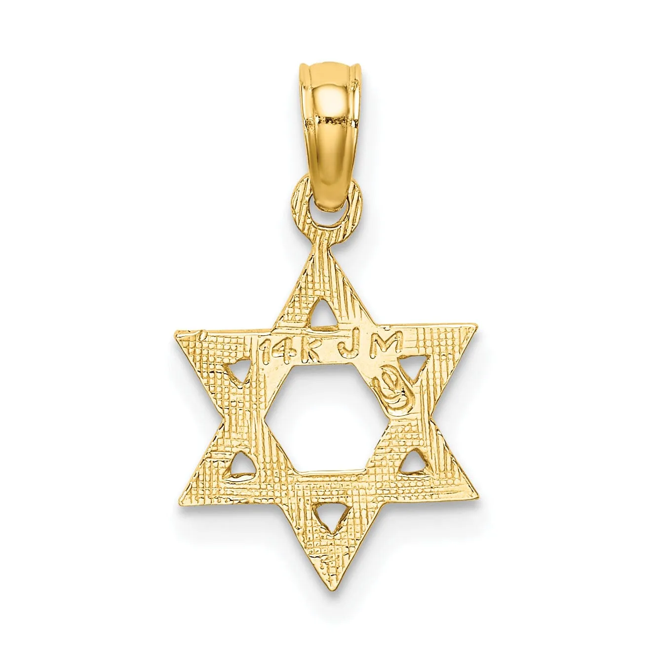 14K Yellow Gold Polished Engraved Frame Finish Star Of David Pendant