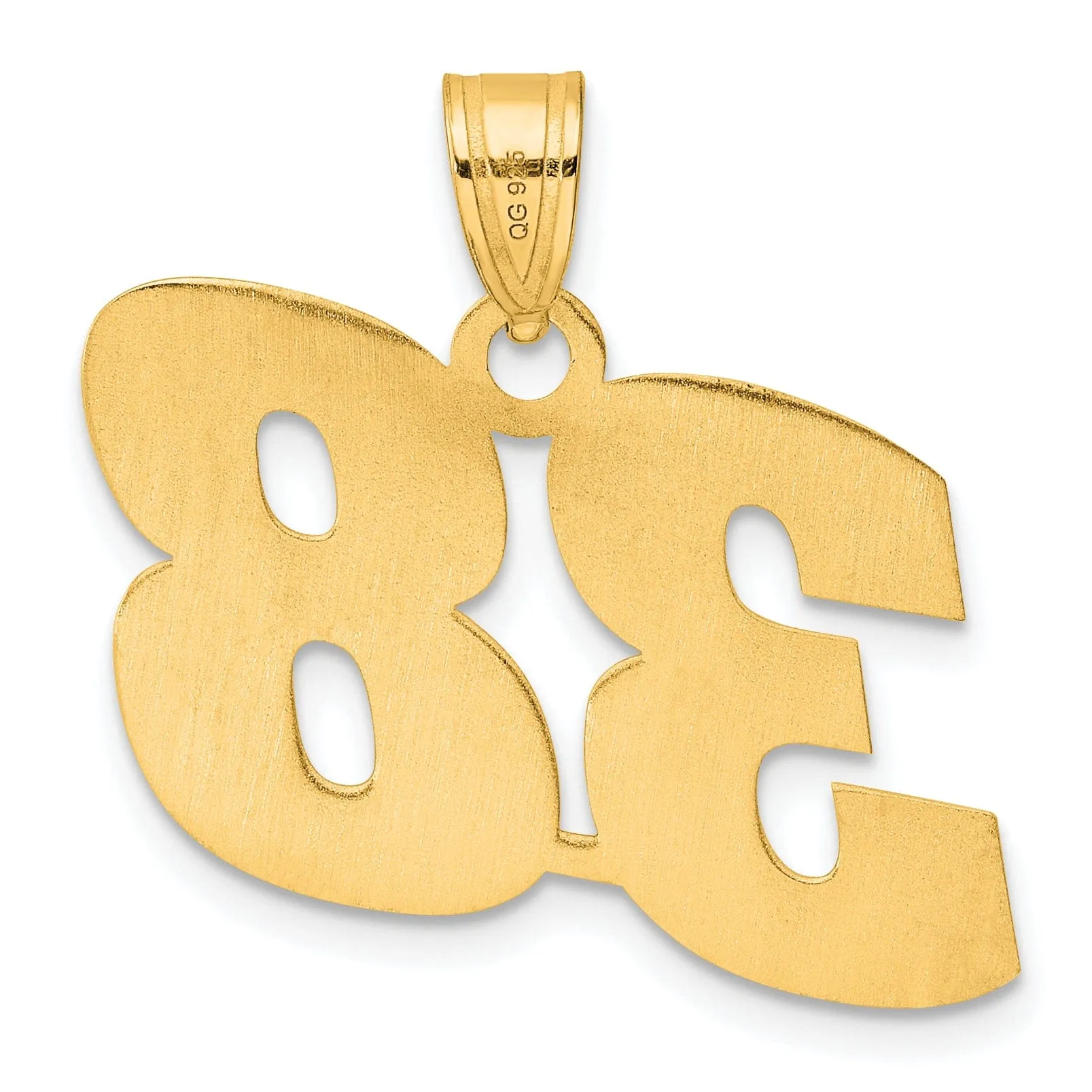 14k Yellow Gold Polished Finish Block Script Design Number 38 Charm Pendant