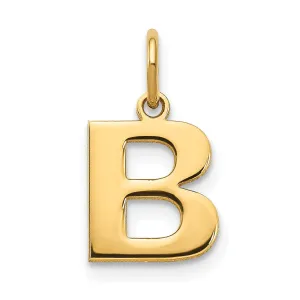 14k Yellow Gold  Small Size Letter B Initial Block Pendant