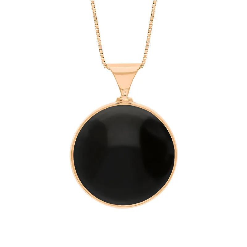 18ct Rose Gold Whitby Jet Turquoise Queens Jubilee Hallmark Double Sided Round Necklace