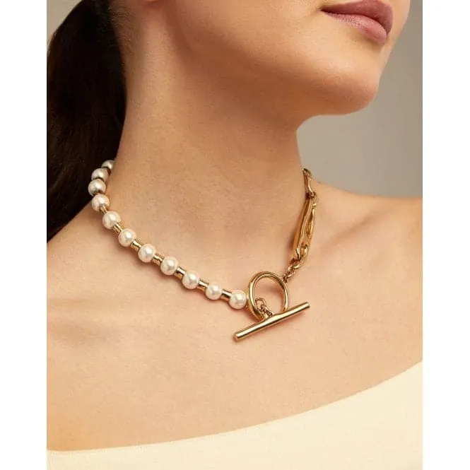 18K Gold Plated Pearl And Match Necklace COL1841BPLORO