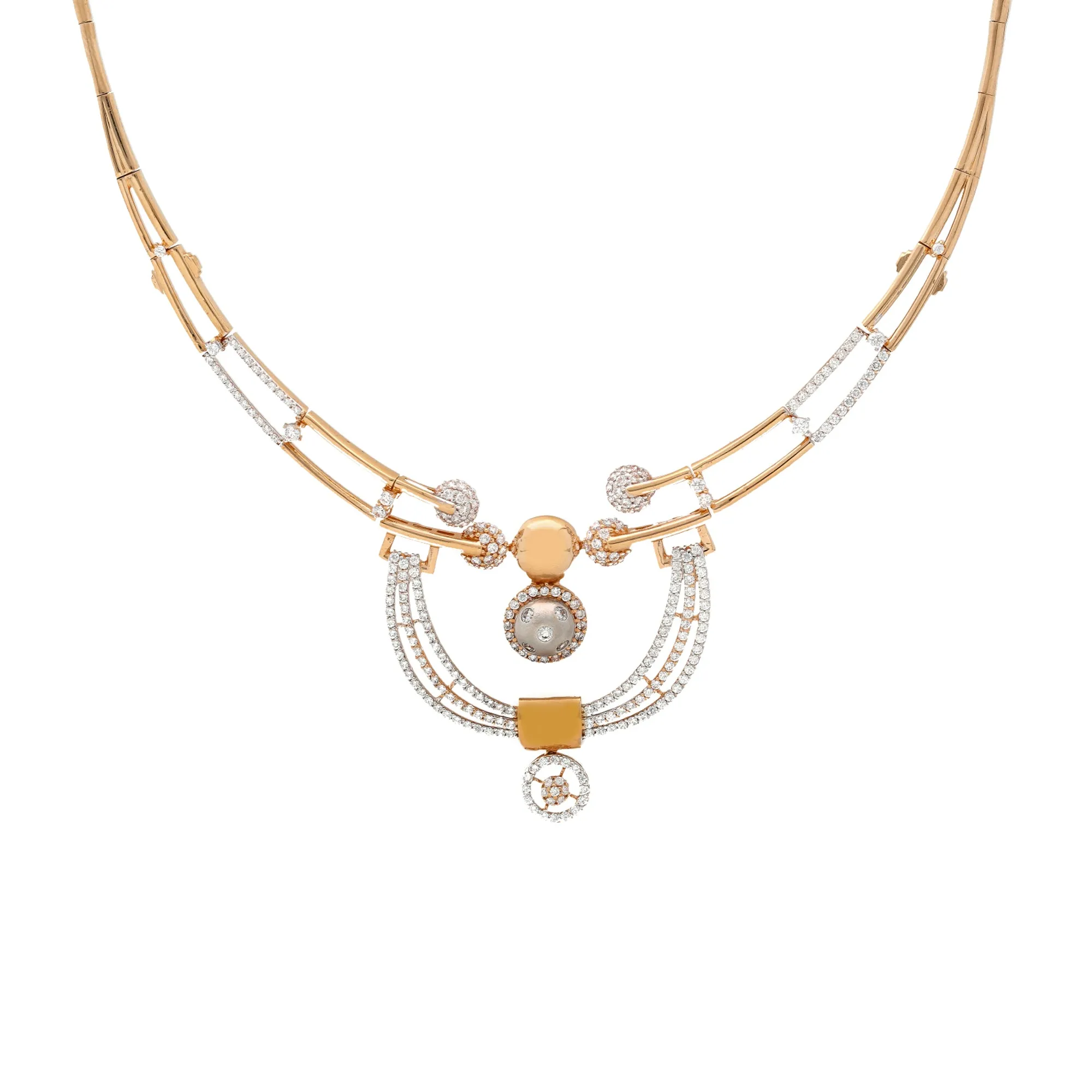 18K Rose Gold & CZ Necklace Set (27.1gm)