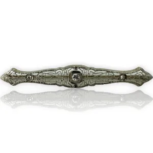 1910-20s Art Deco Bar Pin Brooch Diamond Accent Platinum Top