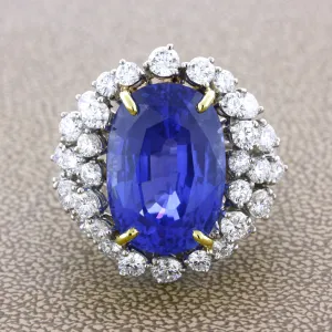 20.17 Carat Ceylon Sapphire Diamond Platinum Cocktail Ring, GIA Certified