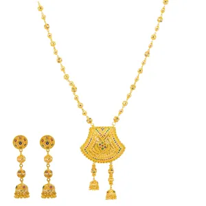 22K Yellow Gold Meenakari Jewelry Set (86.9gm)