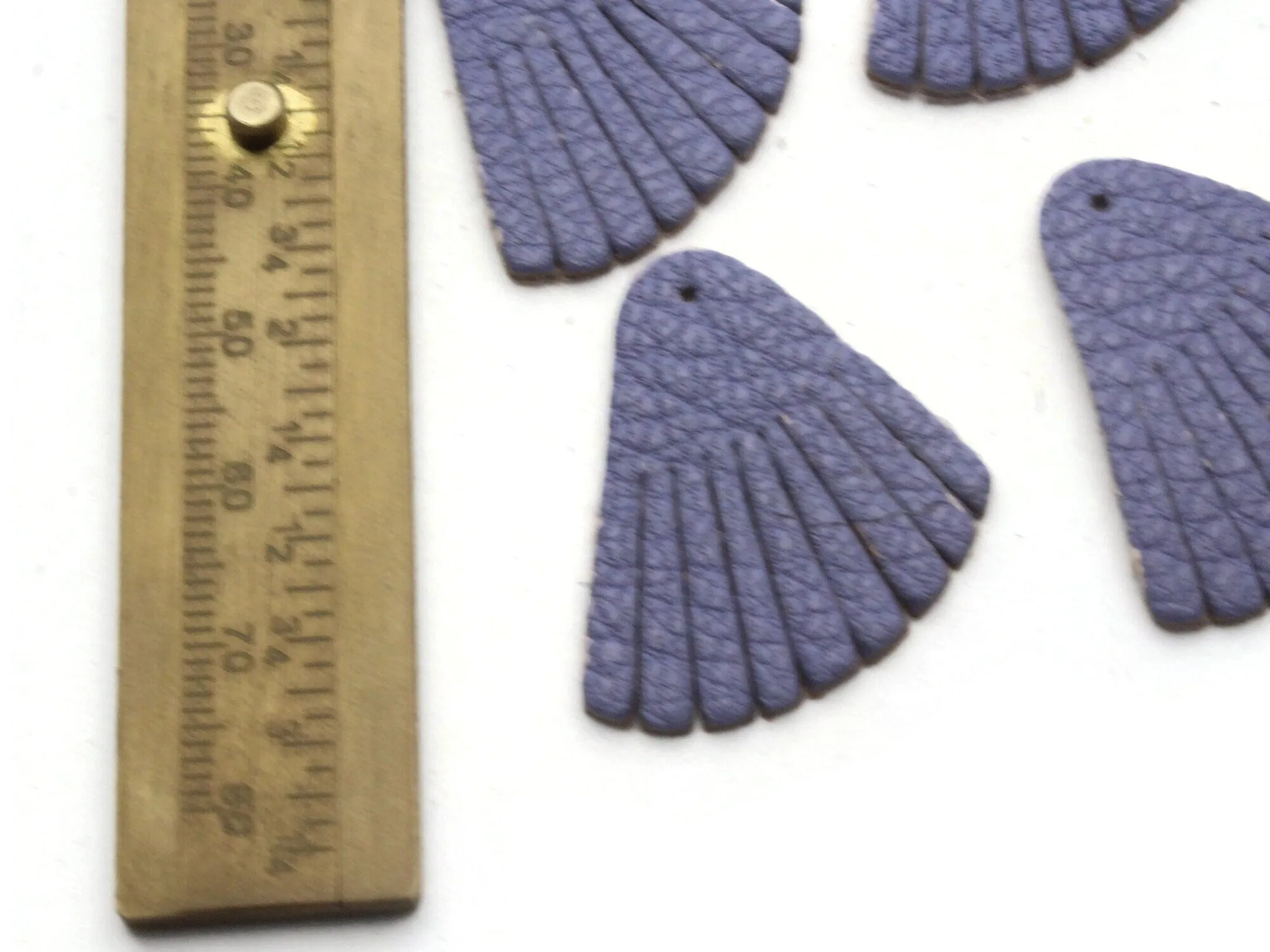 4 30mm Purple Leather Fan Tassel Pendants