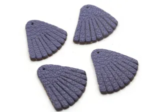 4 30mm Purple Leather Fan Tassel Pendants