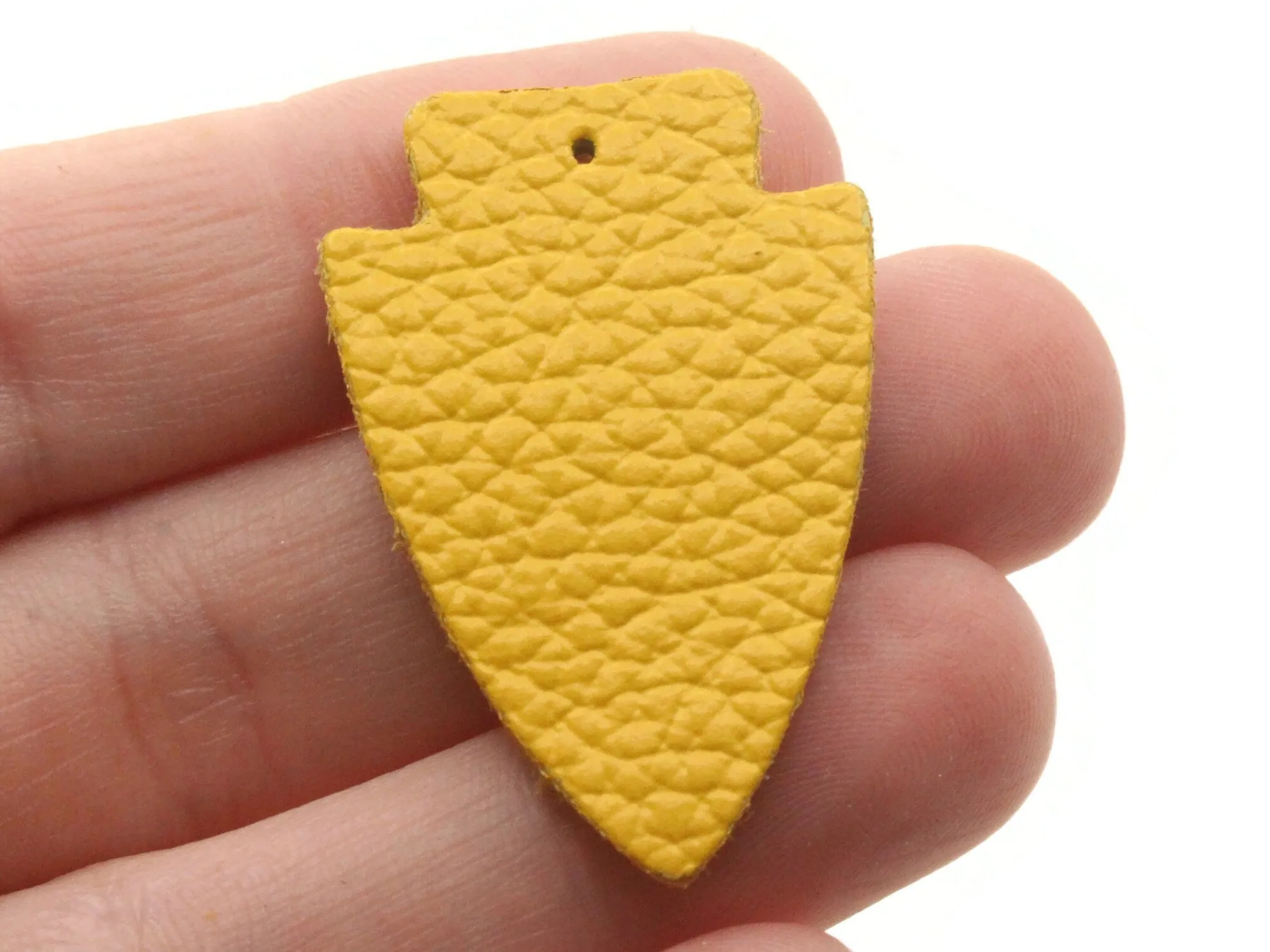 4 37mm Yellow Leather Arrowhead Pendants