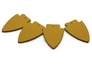 4 37mm Yellow Leather Arrowhead Pendants