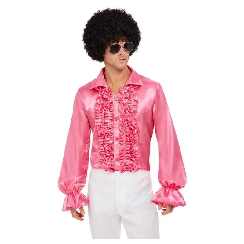 60's Ruffled Shirt, Hot Pink