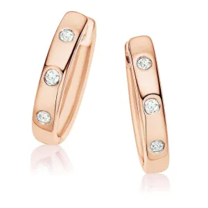 9ct Rose Gold & Diamond Set Huggie Earrings