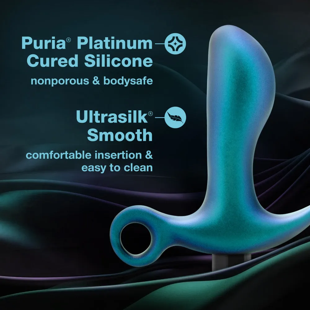 Anal Adventures Matrix By Blush® | Teleportation Plug: Curved For Prostate Massaging With Finger Loop in Lunar Blue | With Stayput™ Technology & AnchorTech™ Base