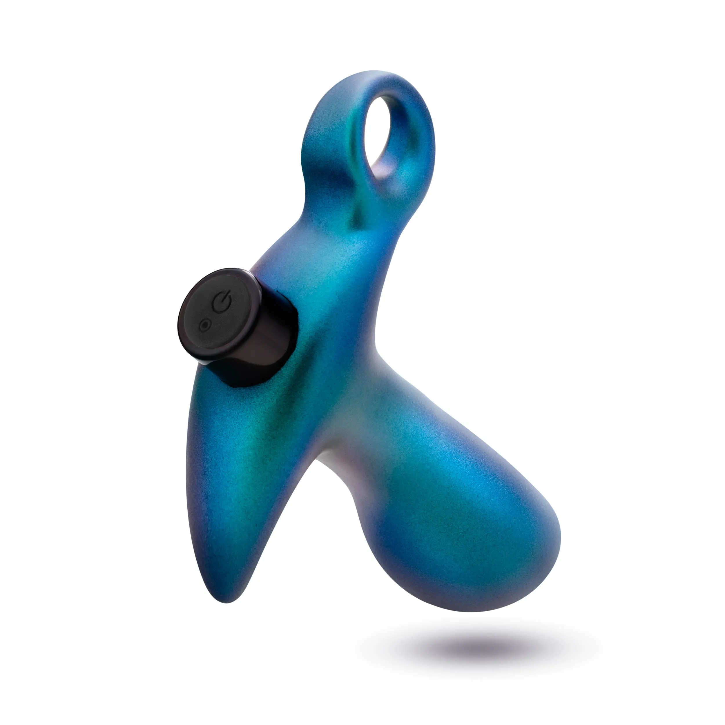 Anal Adventures Matrix By Blush® | Teleportation Plug: Curved For Prostate Massaging With Finger Loop in Lunar Blue | With Stayput™ Technology & AnchorTech™ Base