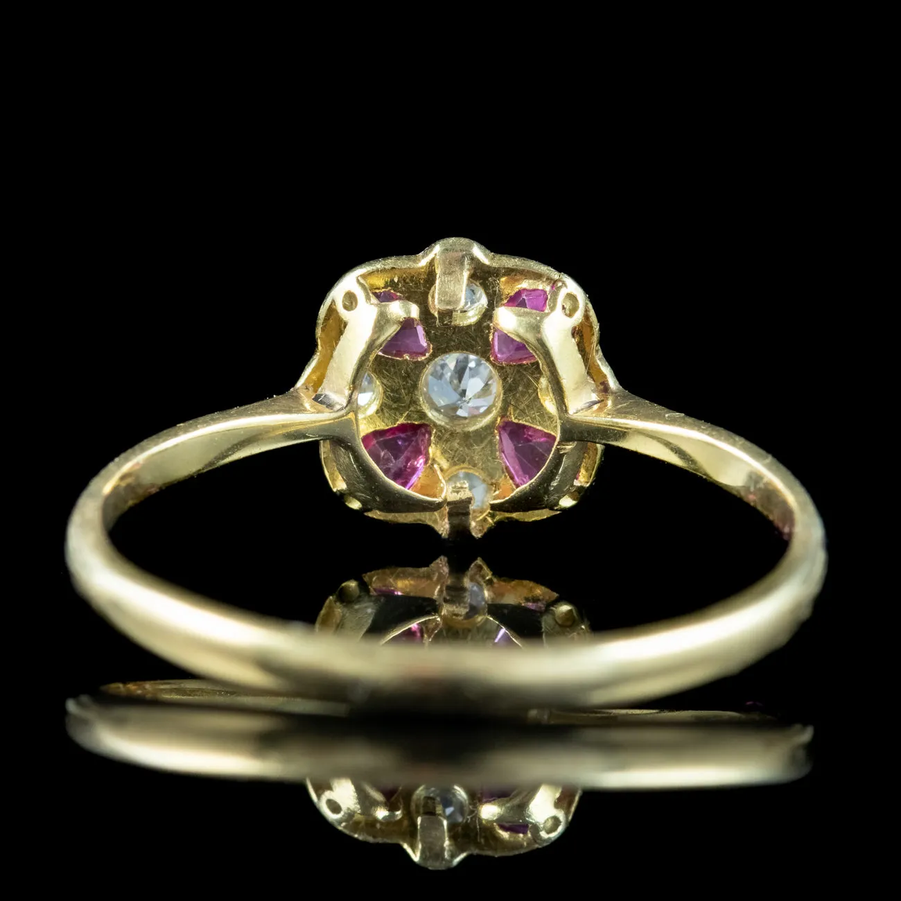 Antique Art Deco Ruby Diamond Cluster Ring