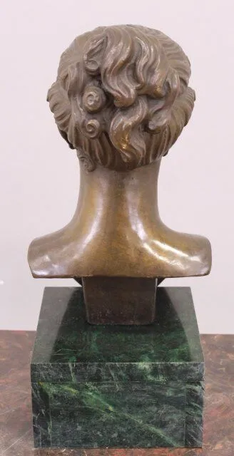 Antique Bronze Bust, Style of a Girl, 16 Ins., Green Mount, Classical, Home Decor!!