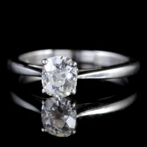 Antique Platinum 0.80Ct Old Cut Diamond Engagement Ring Circa 1920