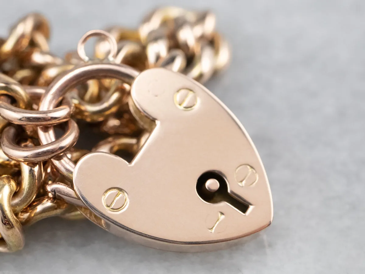 Antique Rose Gold Padlock Chain Bracelet