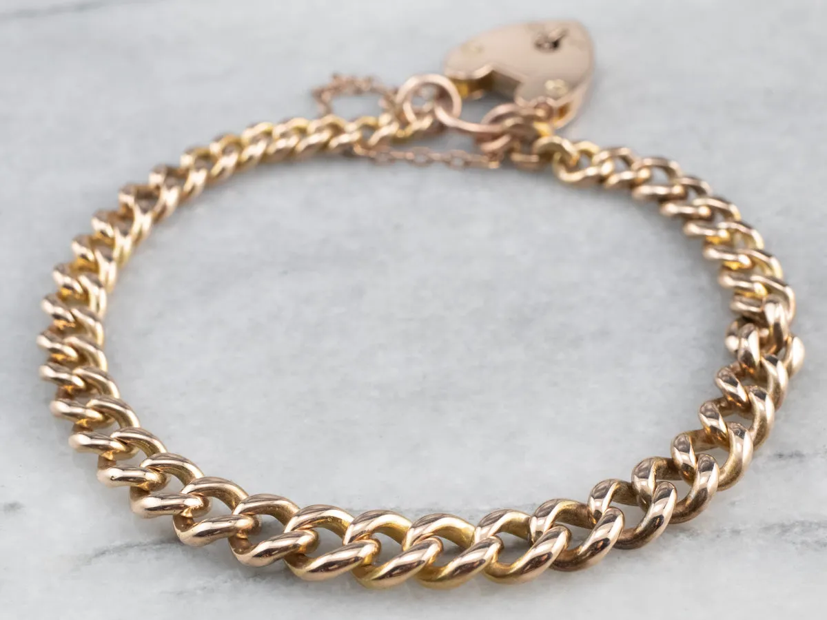 Antique Rose Gold Padlock Chain Bracelet