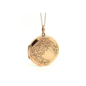 Antique Victorian (1837-1901) Etched 9ct Rose Gold Locket