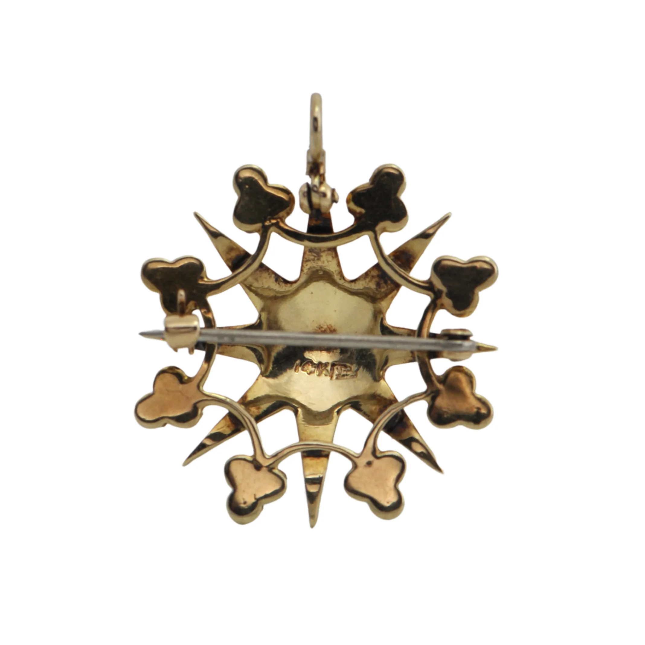 Antique Victorian Seed Pearl 14k Gold Starburst Brooch/Pendant