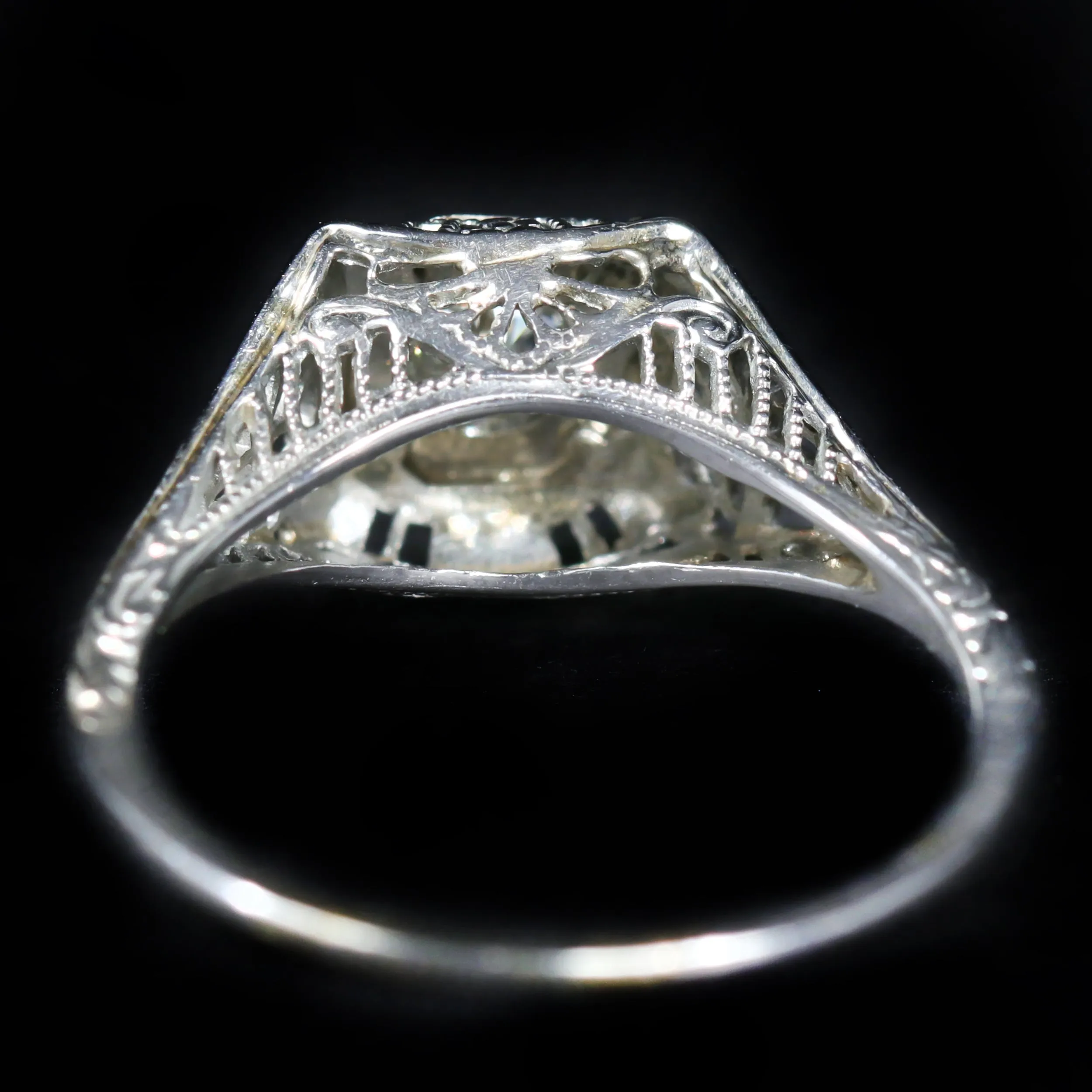 Art Deco 0.20 Carat Old Mine Cut Diamond Engagement Ring