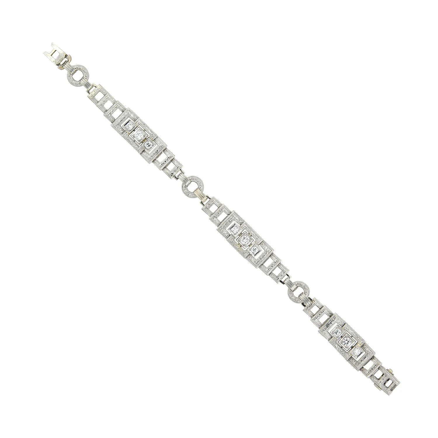 Art Deco 14kt/Platinum   Diamond Bracelet 0.90ctw