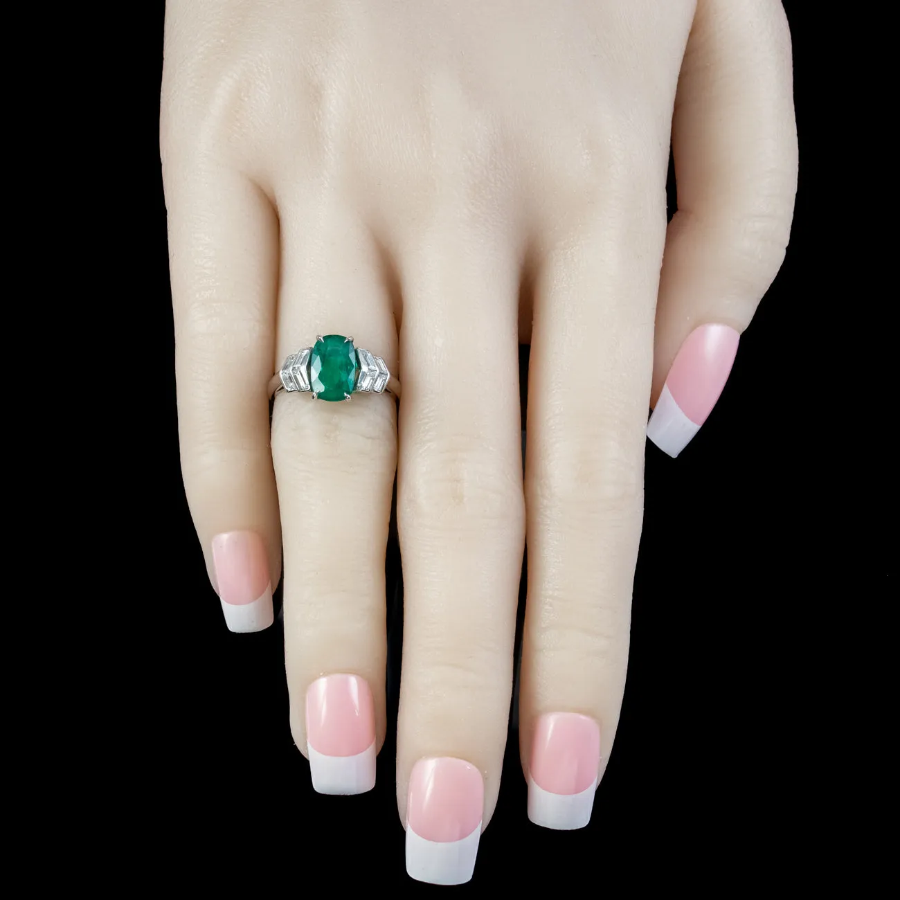 Art Deco Emerald Diamond Ring 1.67ct Emerald With Cert