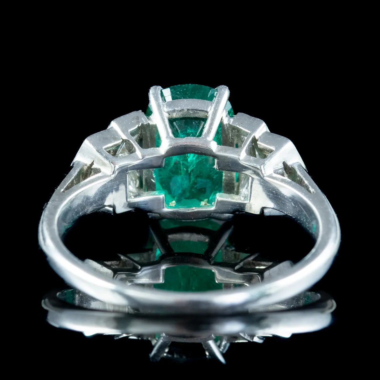 Art Deco Emerald Diamond Ring 1.67ct Emerald With Cert