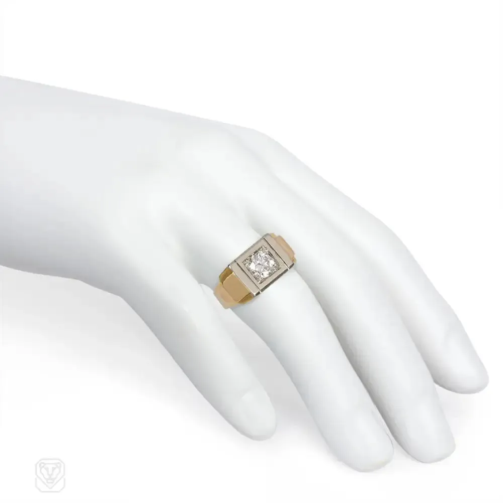 Art Deco geometric diamond ring, France