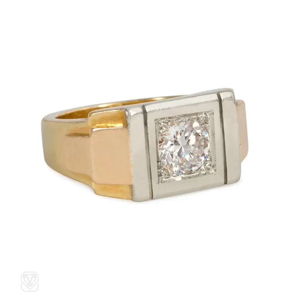 Art Deco geometric diamond ring, France