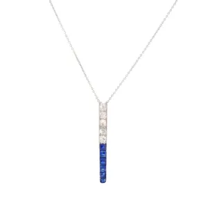 Art Deco Old Mine Cut Diamond Sapphire Platinum Necklace