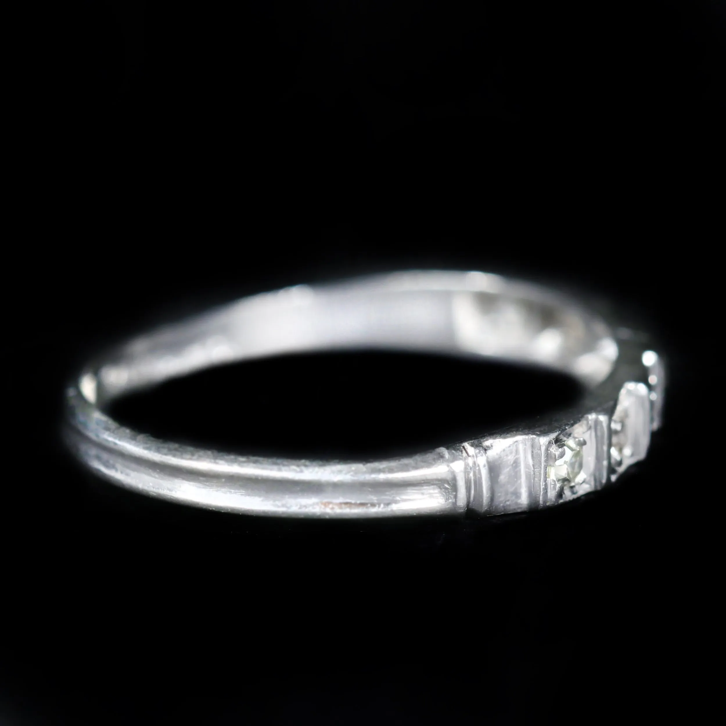 Art Deco Platinum 0.15 CTW Single Cut Diamond Band