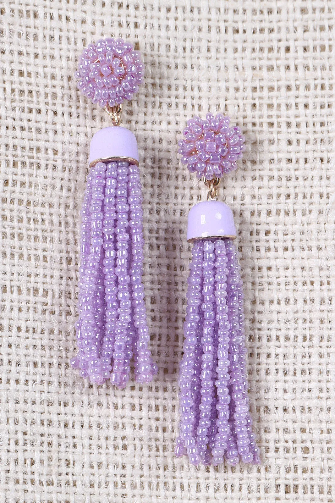 Beaded Cluster Tassel Dangle Earrings