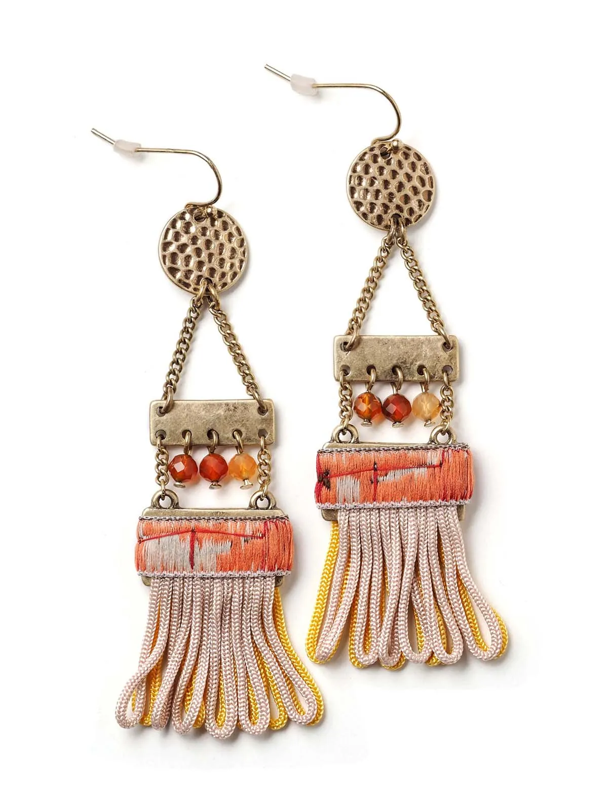 Beaded Ladder Earrings With Tassels