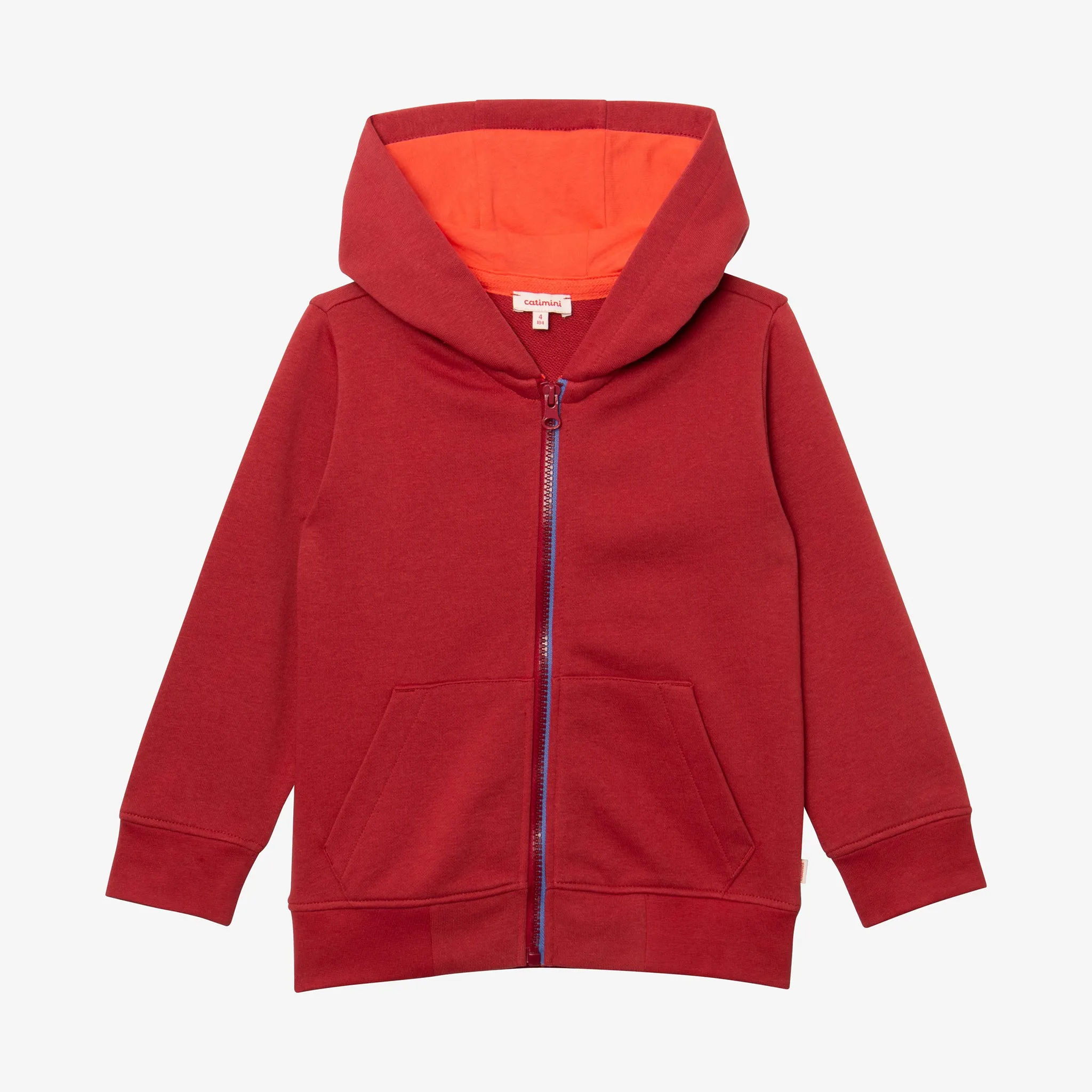 Boys' clay-colored zipped hoodie