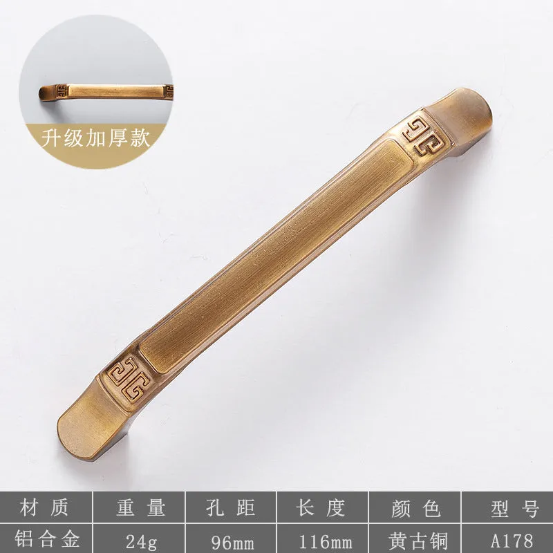 Brass Handle European Hardware Aluminum Alloy New Chinese Style Cabinet Shoe Cabinet Drawer Door Handle