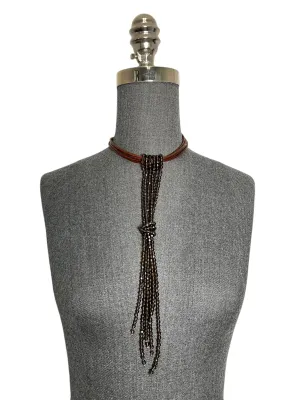 BRUNELLO CUCINELLI Leather Choker with Beads