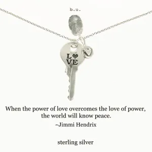 b.u. Jimi Hendrix Power of Love Quote Key Necklace