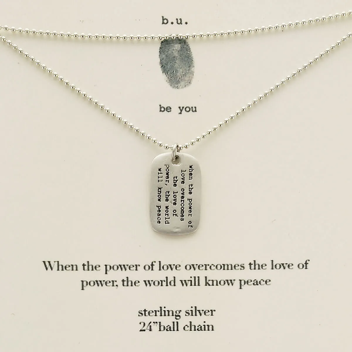 b.u. Power of Love Dog Tag Necklace